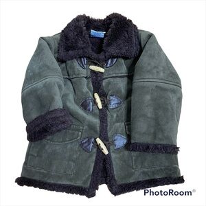 Nanette Faux Fur Fuzzy Jacket 2T Brown Toggle Button Boys